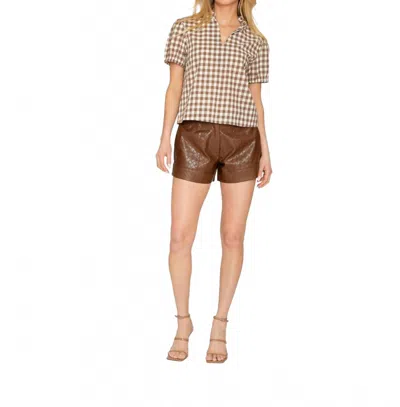 Taylor Tillman Ruby Gingham Top In Brown