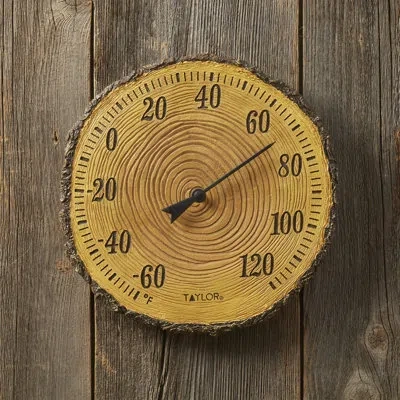 Taylor Tree Trunk Cross Section Polystone Thermometer