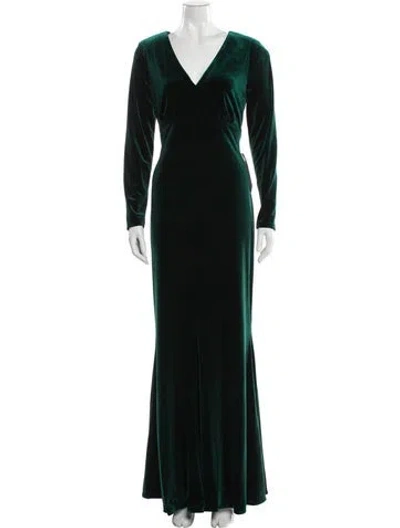 Pre-owned Taylor Velvet Long Dress In Green