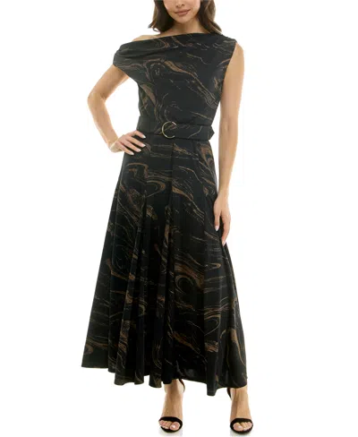 Taylor Women's Belted Off-the-shoulder A-line Dress In Multi