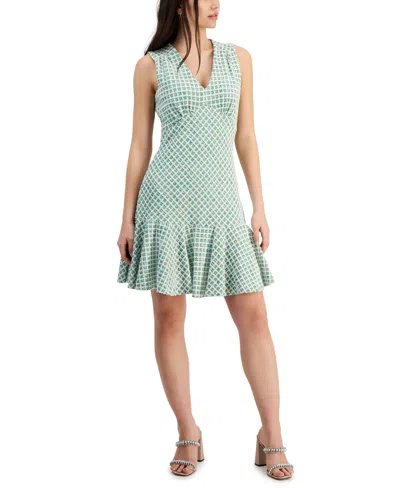 Taylor Women's Boucle A-line Dress In Lime Green