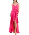 Taylor Women's Cascading-ruffle High-low Surplice-neck Dress In Pink