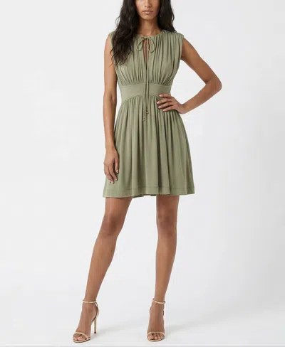 Taylor Women's Cinched Waist Ruched Crewneck Dress In Green