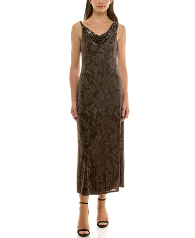 Taylor Women's Cowl Neck Slip Dress In Brown