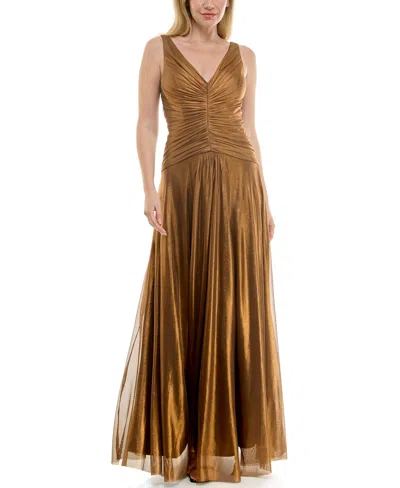 Taylor Women's Drop Waist V-neck Dress In Brown