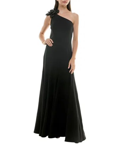 Taylor Women's Embellished Asymmetric One-shoulder Gown In Black