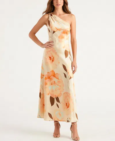 Taylor Women's Floral One-shoulder Fit & Flare Dress In Neutral
