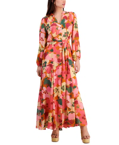 Taylor Women's Floral-print A-line Shirtdress In Mauvelous