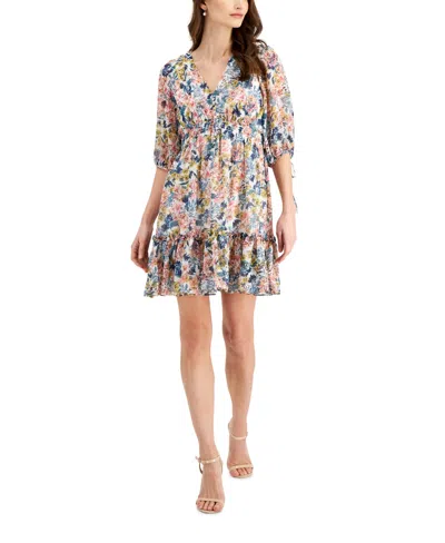 Taylor Women's Floral Print Smocked Waist A-line Dress In Multi