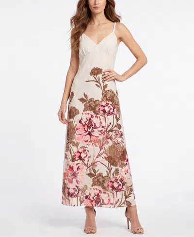 Taylor Women's Floral Sweetheart Midi Dress In Brown