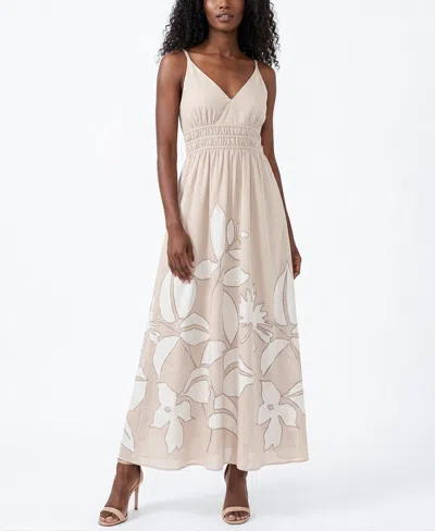 Taylor Women's Floral V-neck Tiered A-line Dress In Neutral