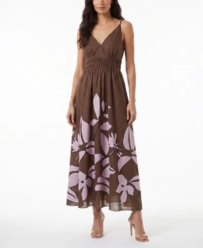Taylor Women's Floral V-neck Tiered A-line Dress In Brown