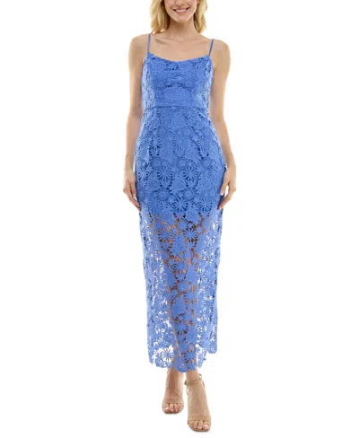 Taylor Women's Lace Tie-back Gown In Periwinkle