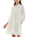 Taylor Petite Linen-blend Shirtdress In Porcelain