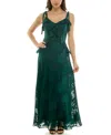 Taylor Women's Long Ruffle Detail Sleeveless Dress In Green