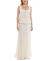 Taylor Women's Mixed-media Square-neck Sleeveless Dress In White