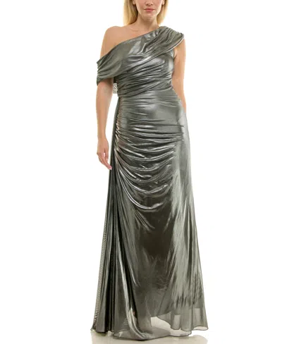 Taylor Women's Off-the-shoulder Fit And Flare Dress In Gray