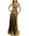 Taylor Women's One-shoulder Flounce Hem Maxi Dress In Gold