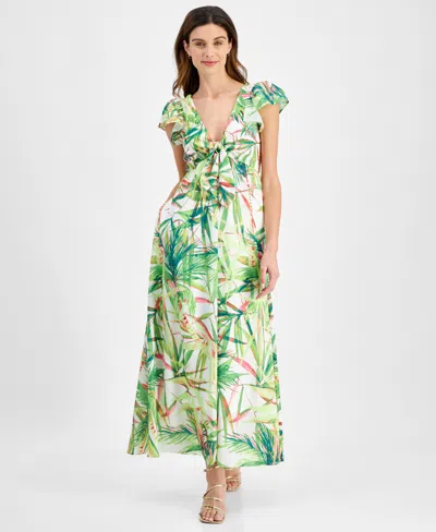 Taylor Women's Printed Flutter-sleeve Maxi Dress In Creamfernf