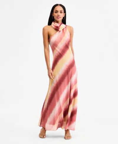 Taylor Women's Printed One-shoulder Scarf Maxi Dress In Pink