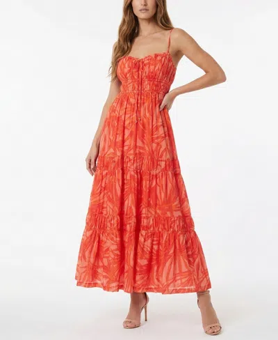 Taylor Women's Printed Sweetheart Neck Pull-on Dress In Orange