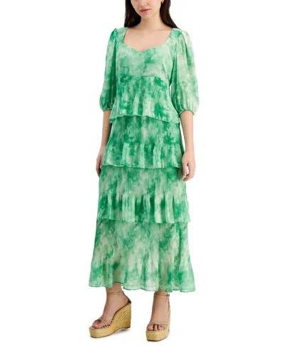 Taylor Women's Printed Tiered A-line Midi Dress In Green