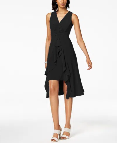 Taylor Women's Ruched & Ruffled Flyaway Dress Black Size 10" In Multi