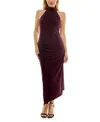 Taylor Women's Ruched Halter Neck Dress In Purple