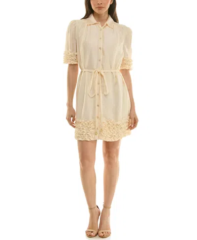 Taylor Women's Ruffle Detail Shirt Dress In Neutral