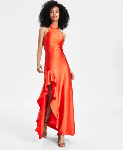 Taylor Women's Ruffled Halter Gown In Marmalade
