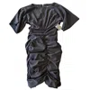 Taylor Women's Short Sleeve Ruched Dress In Brown In Black