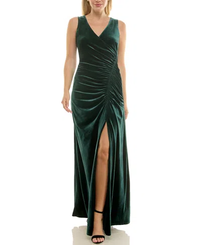 Taylor Women's Side Ruched V-neck Dress In Green