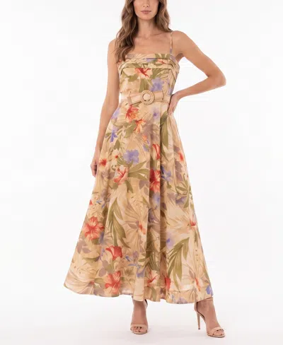 Taylor Women's Sleeveless Belted Floral A-line Dress In Pink
