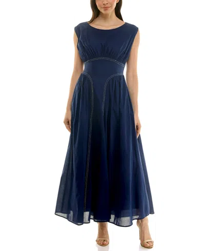 Taylor Women's Sleeveless Shirred Dress In Blue