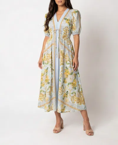 Taylor Women's Smocked Waist A-line Tie Detail Dress