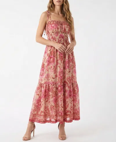 Taylor Women's Square Neck Floral Smocked Pull-on Dress In Pink
