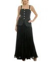 Taylor Women's Structured-bodice Pleated-skirt Evening Gown In Blacksilve