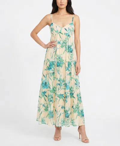 Taylor Women's Sweetheart Neck Floral Tiered Empire Waist Dress In White