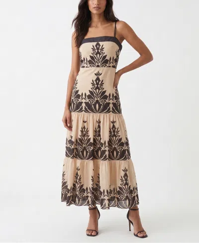 Taylor Women's Tiered A-line Square Neck Midi Dress In Multi