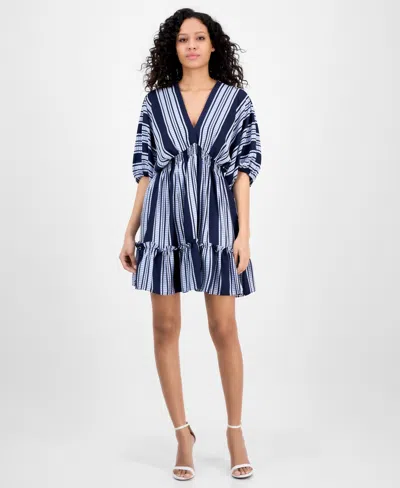 Taylor Women's V-neck Dolman-sleeve Smocked Dress In Navyperita