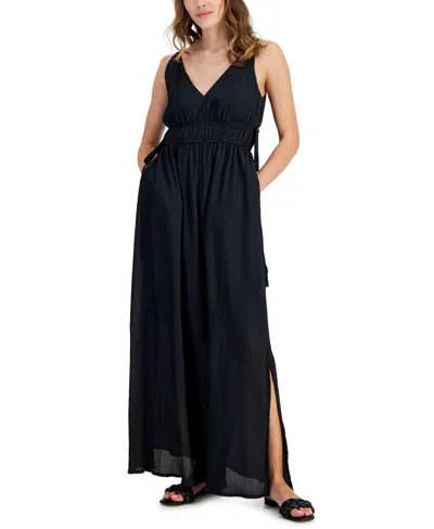 Taylor Women's V-neck Side-slit Maxi Dress In Black