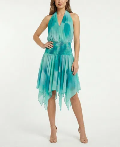 Taylor Women's V-neck Halter Dress In Blue