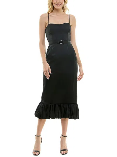 Taylor Womens Belt Mini Halter Dress In Black