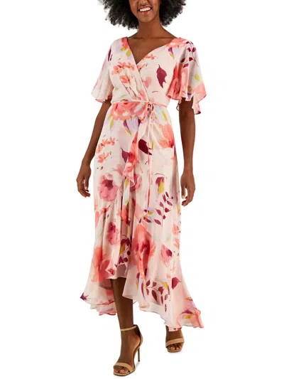 Taylor Womens Chiffon Floral Maxi Dress In Multi