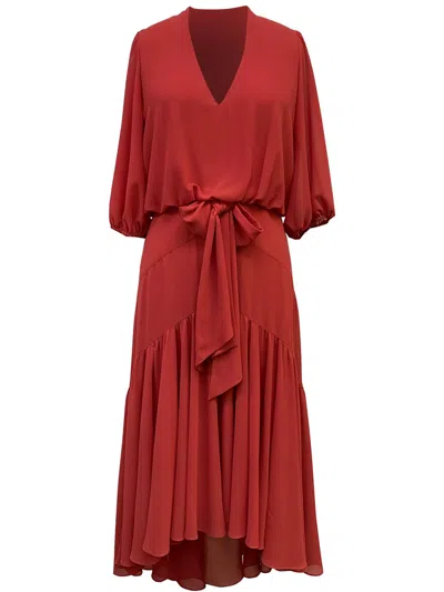 Taylor Womens Chiffon Hi-low Midi Dress In Red