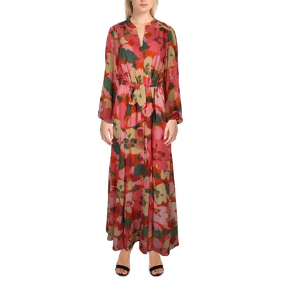 Taylor Womens Floral Maxi Shirtdress In Multi