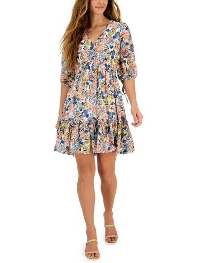 Taylor Womens Floral Print Polyester Fit & Flare Dress In Multi