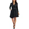 Taylor Women's Long-sleeve Belted A-line Dress In Black