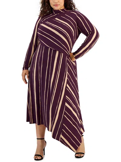 Taylor Womens Striped Asymmetric Maxi Dress In Multi