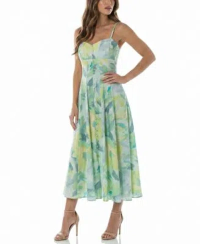 Taylor Womens Sweetheart Neck A Line Dress In Green